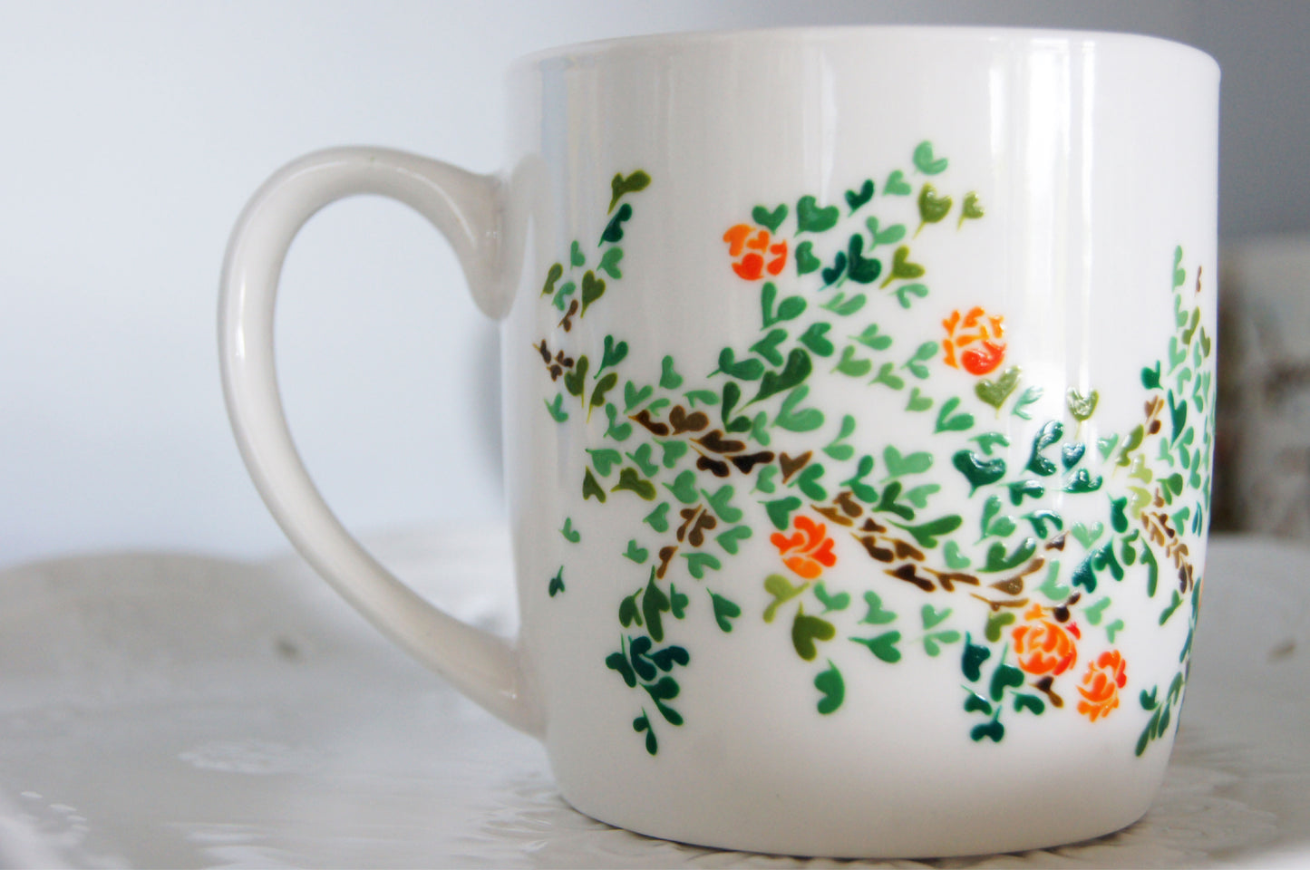 Four Seasons Handpainted Ceramic Mug - Set of Four - Customise with Name / Words