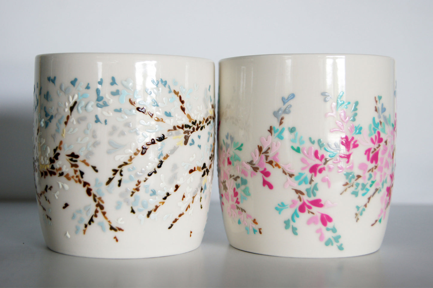 Four Seasons Handpainted Ceramic Mug - Set of Four - Customise with Name / Words