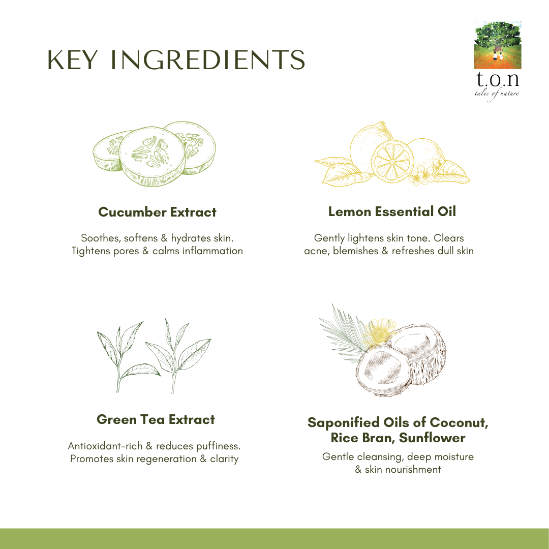 t.o.n Organic Cucumber Soap with Lemon & Premium Peppermint (90g)