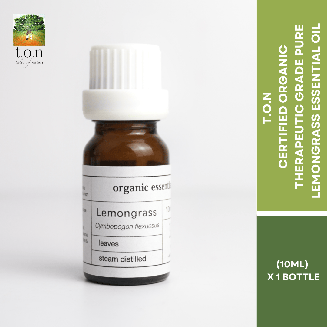 t.o.n Certified Organic Pure Therapeutic Grade Lemon Grass Essential Oil (10ml)