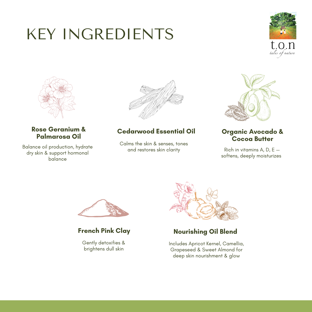 t.o.n Organic Luxurious Oils with Rose Geranium & Cedarwood Soap