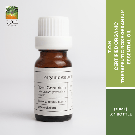 t.o.n Certified Organic Therapeutic Grade Rose Geranium Essential Oil (10ml)