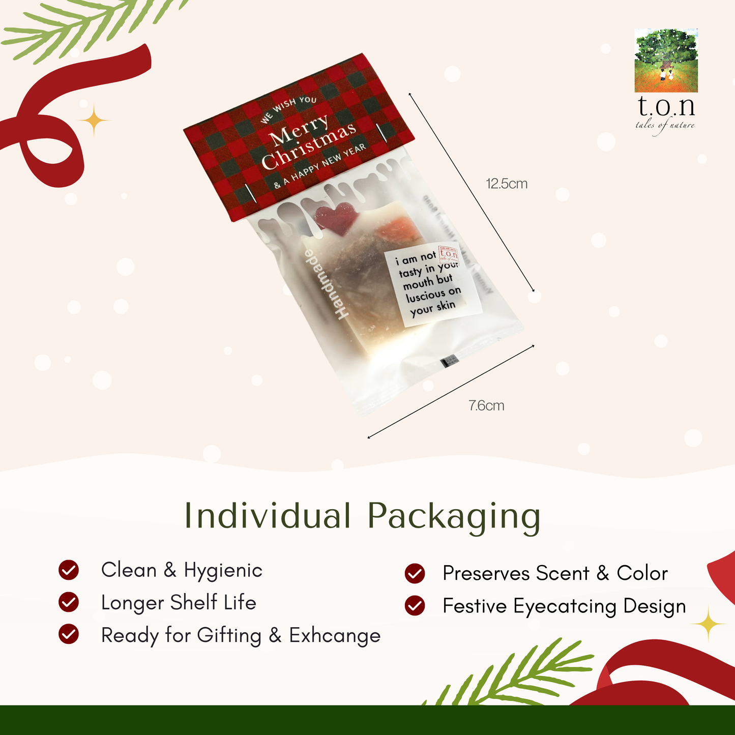 t.o.n Handmade Yummy Looking Natural Soap (Christmas Edition) 21g x 1PC