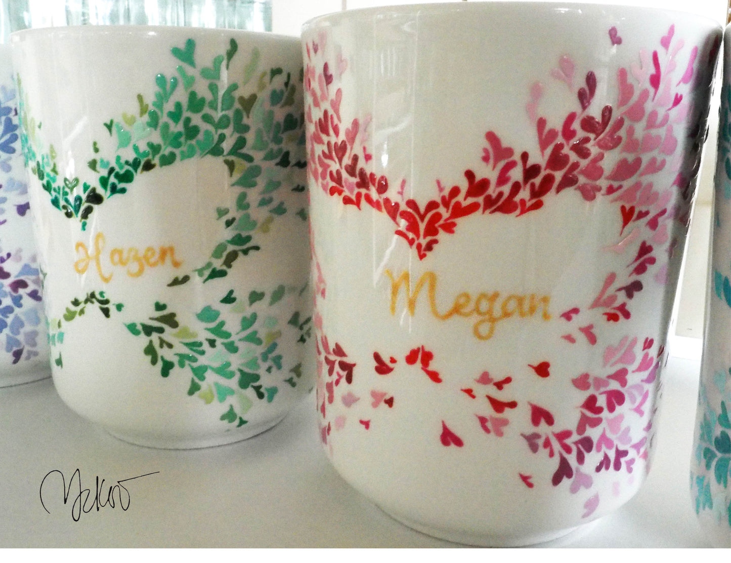 Butterfly Hearts - Spread your Wings/ Friendship/ Wedding/ Couple Cup/ Mix and Match Cups/ Personalised Handpainted Mugs