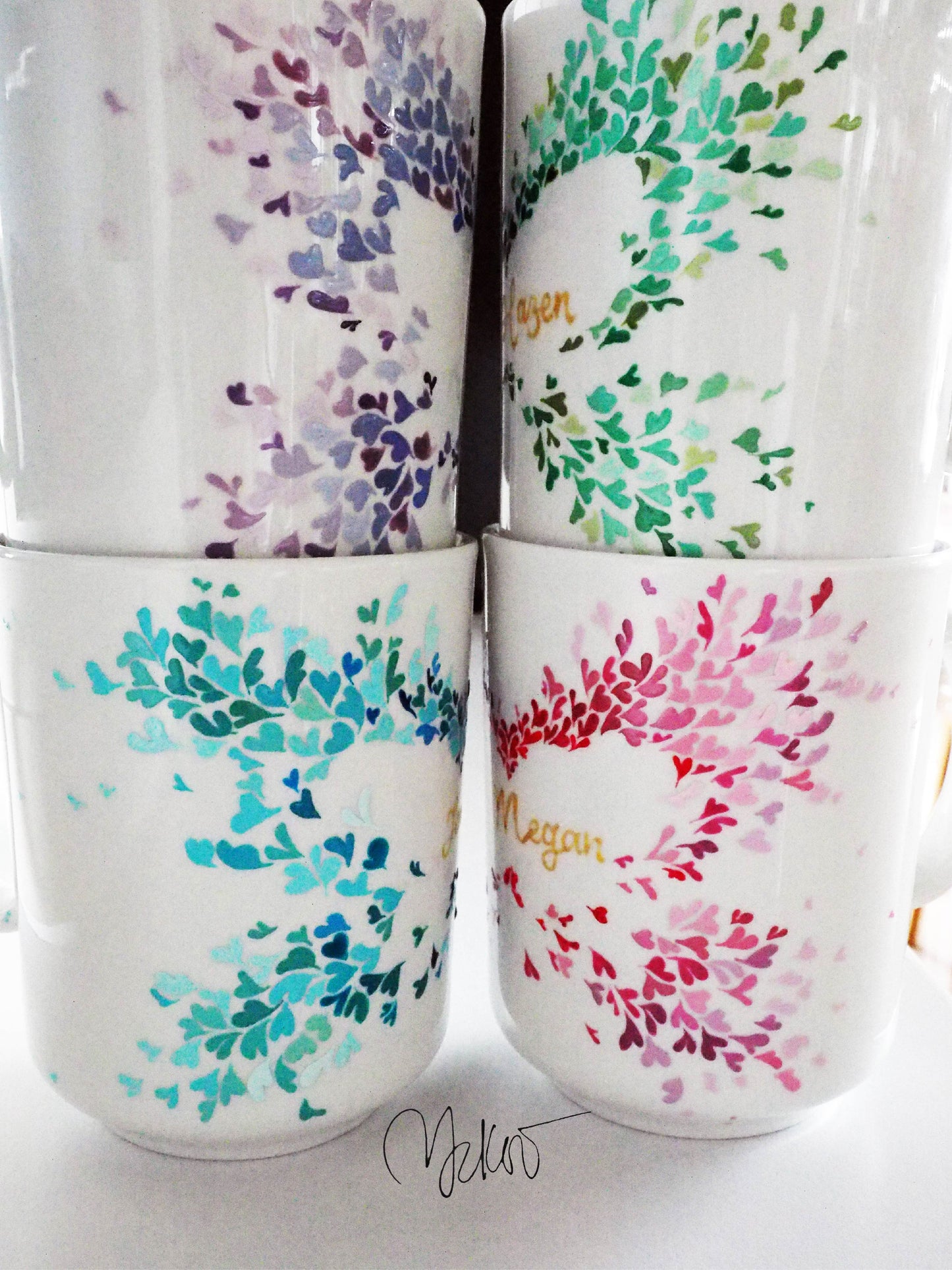 Butterfly Hearts - Spread your Wings/ Friendship/ Wedding/ Couple Cup/ Mix and Match Cups/ Personalised Handpainted Mugs