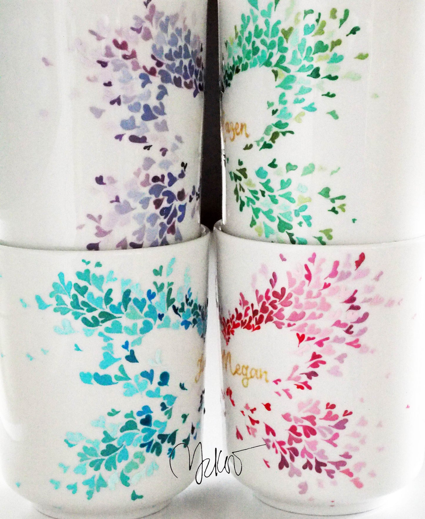 Butterfly Hearts - Spread your Wings/ Friendship/ Wedding/ Couple Cup/ Mix and Match Cups/ Personalised Handpainted Mugs