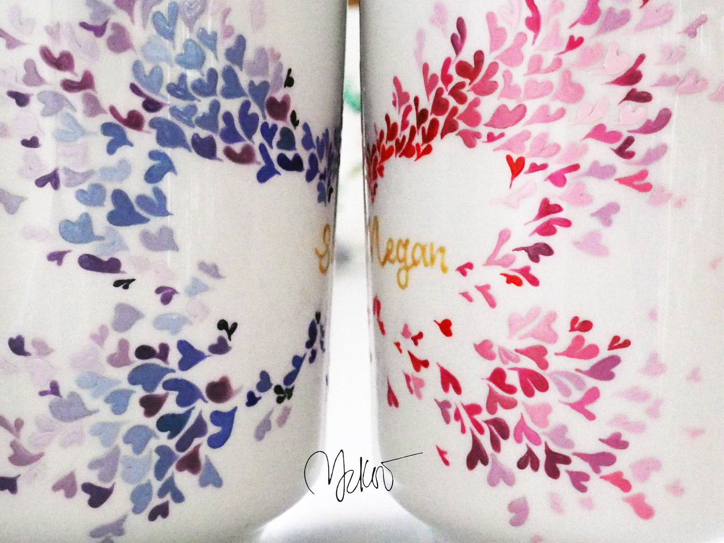 Butterfly Hearts - Spread your Wings/ Friendship/ Wedding/ Couple Cup/ Mix and Match Cups/ Personalised Handpainted Mugs