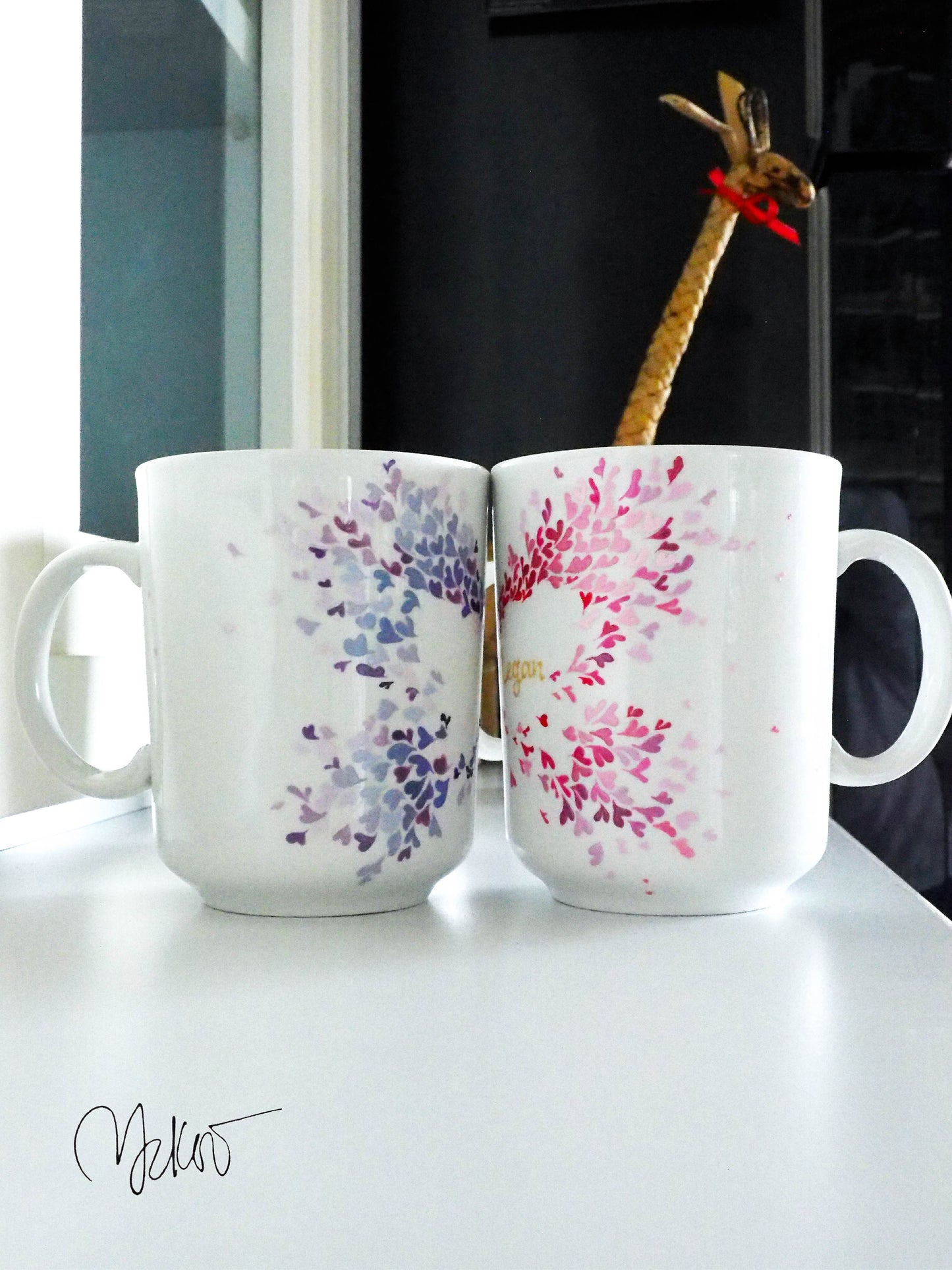 Butterfly Hearts - Spread your Wings/ Friendship/ Wedding/ Couple Cup/ Mix and Match Cups/ Personalised Handpainted Mugs