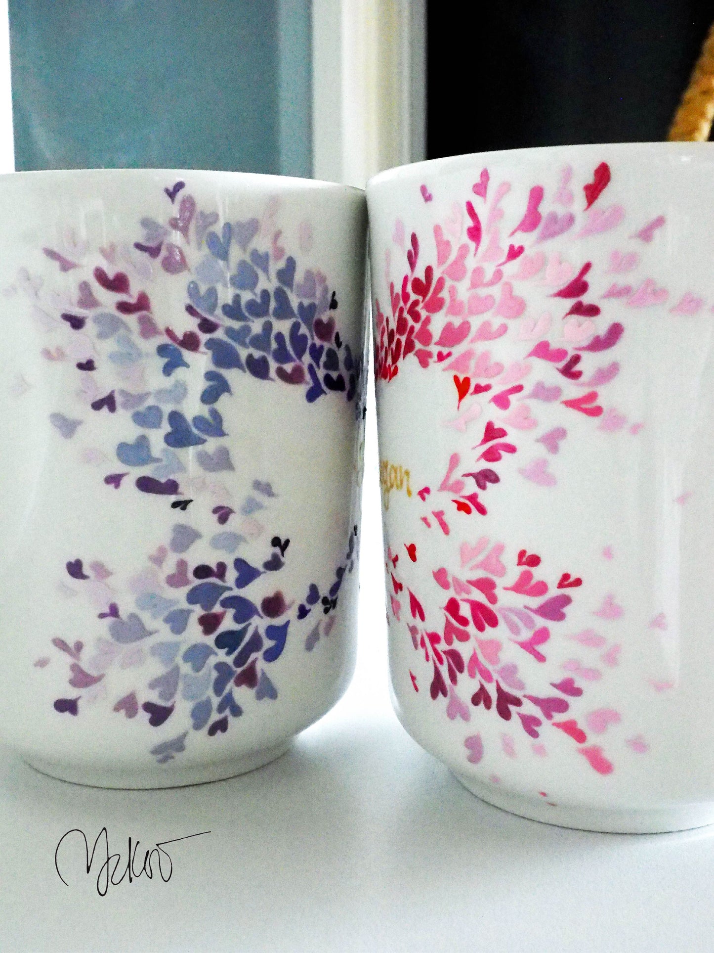 Butterfly Hearts - Spread your Wings/ Friendship/ Wedding/ Couple Cup/ Mix and Match Cups/ Personalised Handpainted Mugs