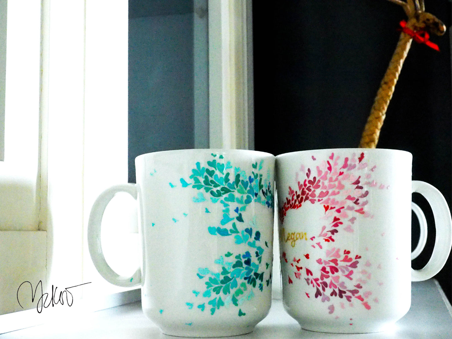 Butterfly Hearts - Spread your Wings/ Friendship/ Wedding/ Couple Cup/ Mix and Match Cups/ Personalised Handpainted Mugs