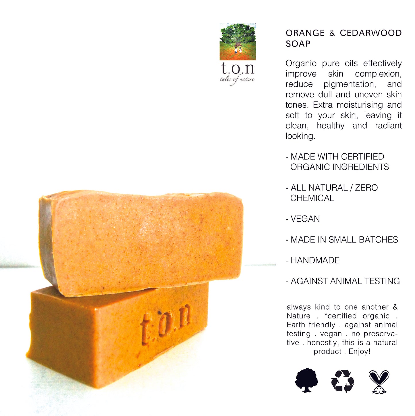 Organic Tumeric Soap with Cedarwood & Sweet Orange