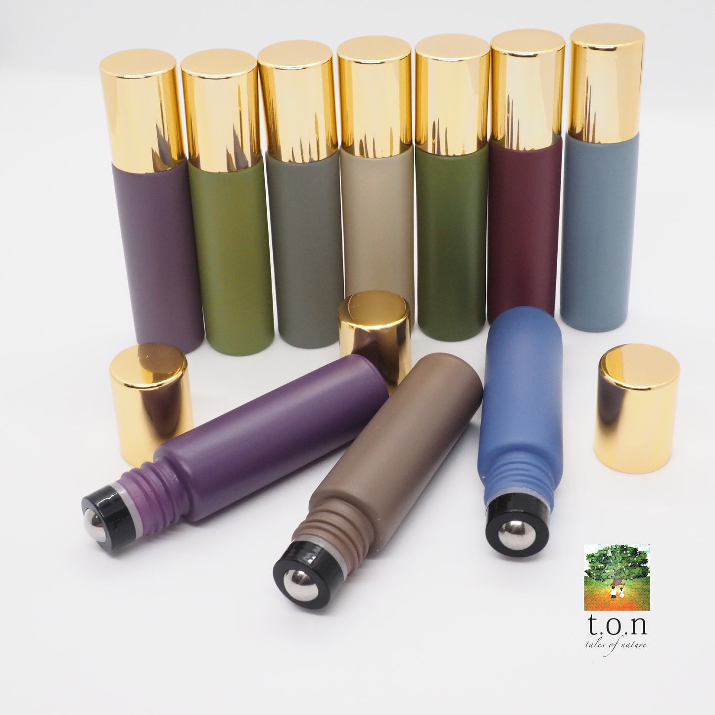 10 Beautiful Morandi Colour Glass Essential Oil Roll-On Bottle - Aromatherapy 10ml Original Design & Colour Empty Bottle