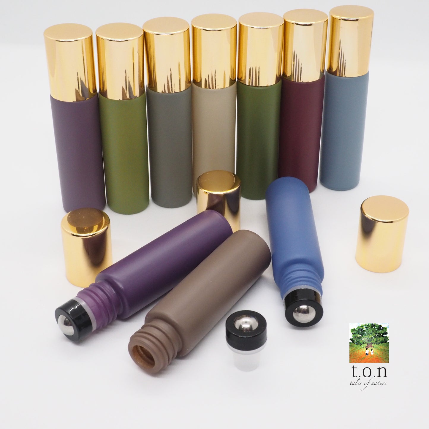 10 Beautiful Morandi Colour Glass Essential Oil Roll-On Bottle - Aromatherapy 10ml Original Design & Colour Empty Bottle