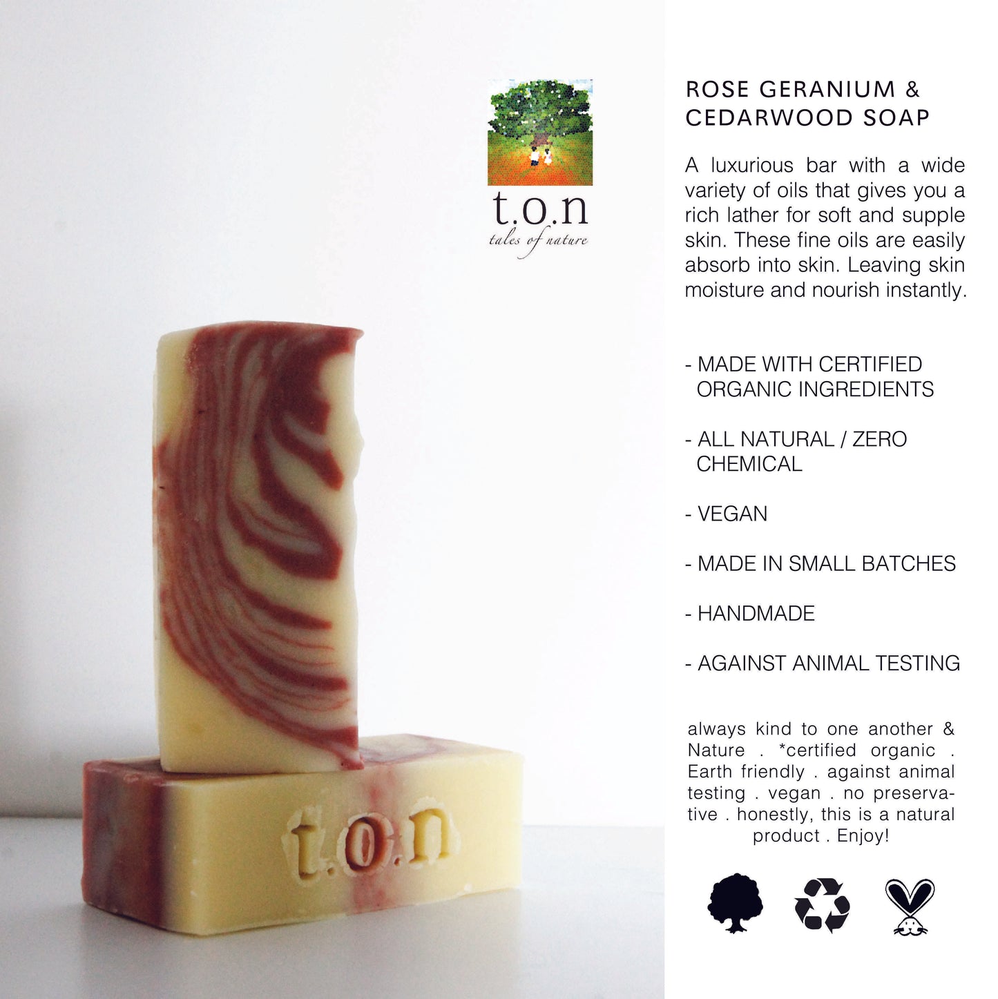 Organic Luxurious Oils with Rose Geranium & Cedarwood Soap